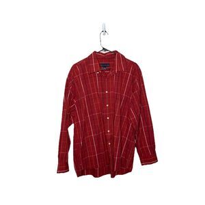 Siegfried and Company Red Plaid Long Sleeve Button Down Shirt Men Extra Large XL